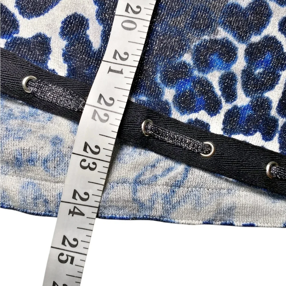 Sharon Young Black and Blue Animal Print Shimmer Long Sleeve Cardigan - Picture 13 of 15